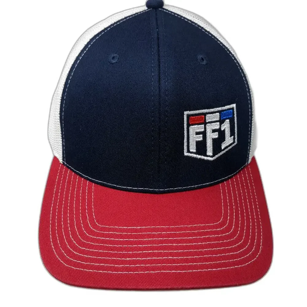 Outdoor Cap Trucker Hat Blue OSFM FF1 Shield Logo Mesh Back Snapback Red White